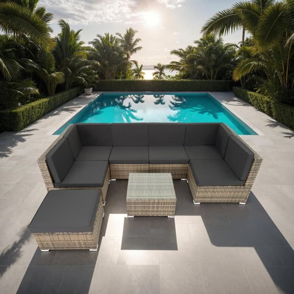 Polyrattan loungesæt Venedig - natur
