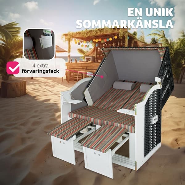 Strandkorg med dyna, inklusive skyddsöverdrag - flerfärgad