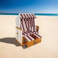 Miniatyrbild 10 av 11: Strandkorg med dyna, inklusive skyddsöverdrag - röd/vit