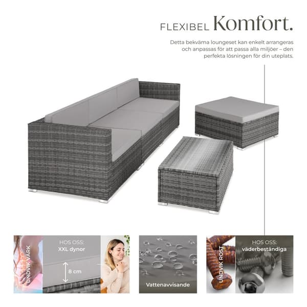 Loungeset/Loungegrupp Florenz i konstrotting - grå