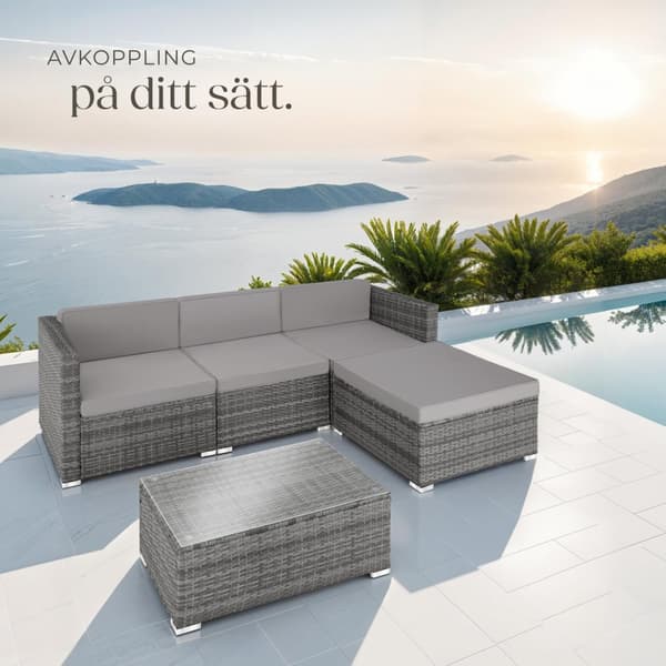 Loungeset/Loungegrupp Florenz i konstrotting - grå