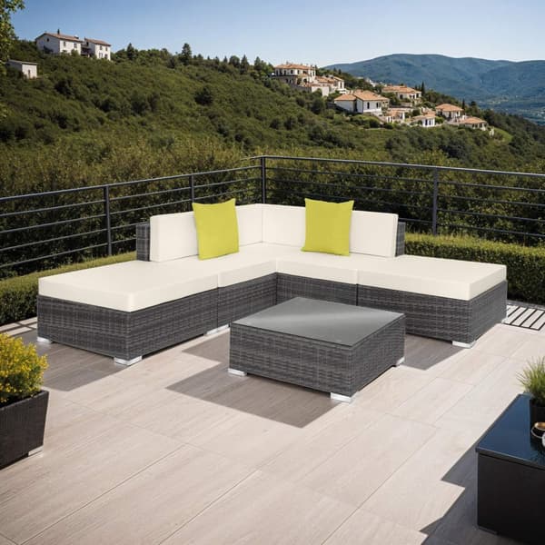 Polyrattan loungesæt Paris - grå