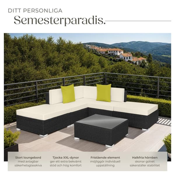 Loungeset/Loungegrupp i konstrotting Paris - svart