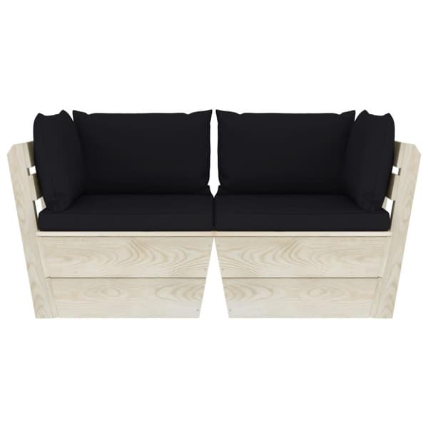 vidaXL Pallsoffa 2-sits med dynor granträ