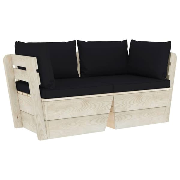 vidaXL Pallsoffa 2-sits med dynor granträ