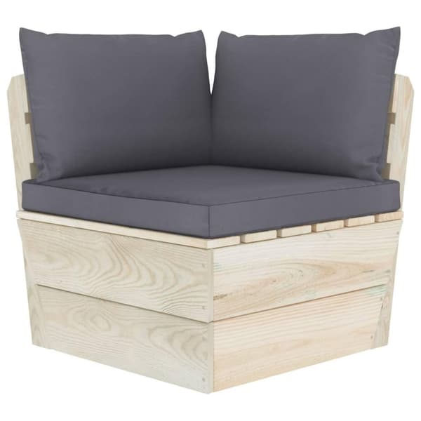 vidaXL Pallsoffa 2-sits med dynor granträ