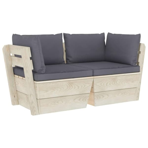 vidaXL Pallsoffa 2-sits med dynor granträ