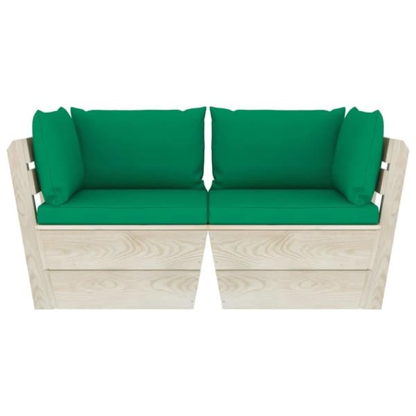 vidaXL Pallsoffa 2-sits med dynor granträ