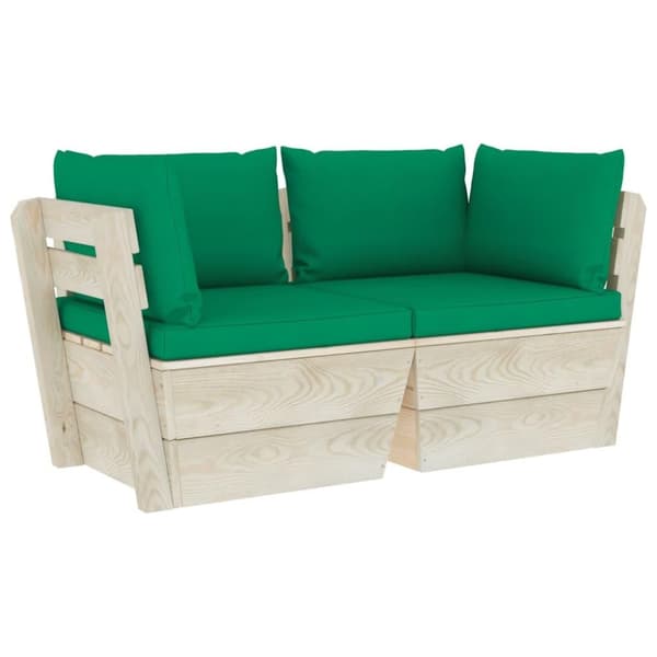 vidaXL Pallsoffa 2-sits med dynor granträ
