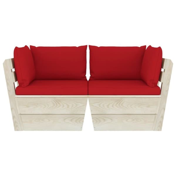 vidaXL Pallsoffa 2-sits med dynor granträ