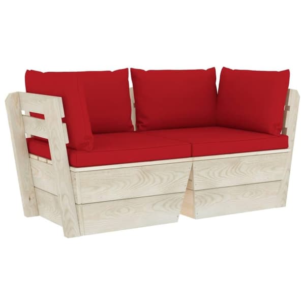 vidaXL Pallsoffa 2-sits med dynor granträ
