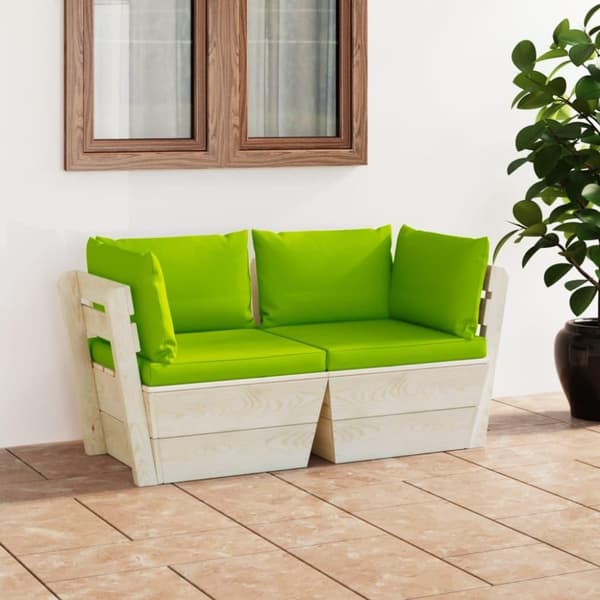 vidaXL Pallsoffa 2-sits med dynor granträ
