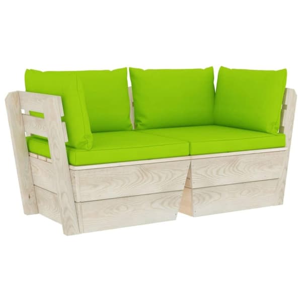 vidaXL Pallsoffa 2-sits med dynor granträ