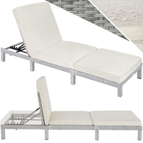 Polyrattan liggestol med hynder Sofia - lysegrå