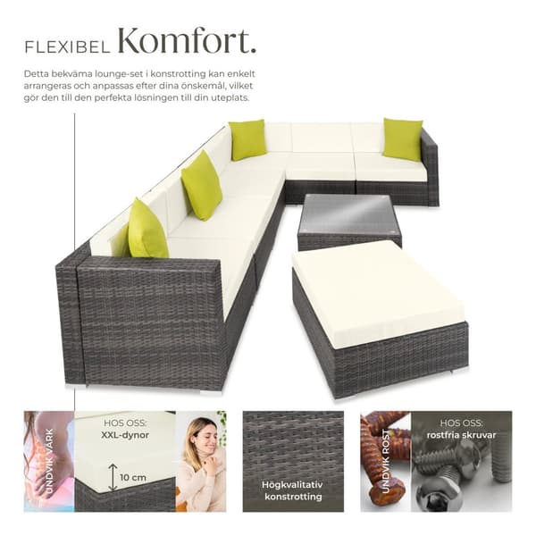 Loungeset/Loungegrupp Marbella i konstrotting - grå