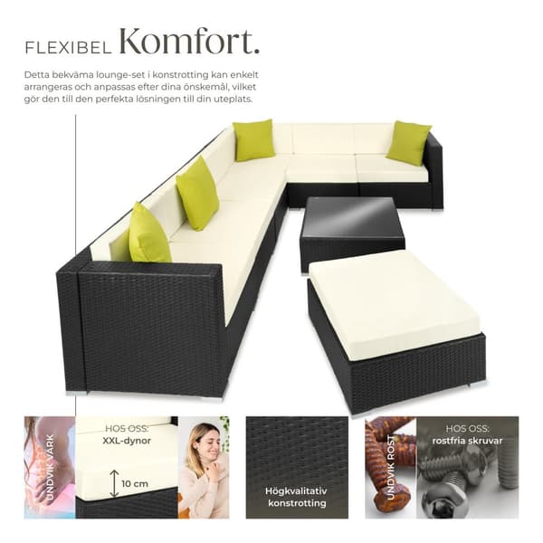 Loungeset/Loungegrupp Marbella i konstrotting - svart