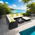Miniatyrbild 9 av 11: Loungeset/Loungegrupp Marbella i konstrotting - svart