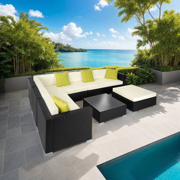 Loungeset/Loungegrupp Marbella i konstrotting - svart