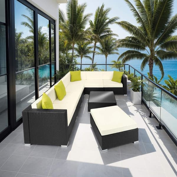 Loungeset/Loungegrupp Marbella i konstrotting - svart