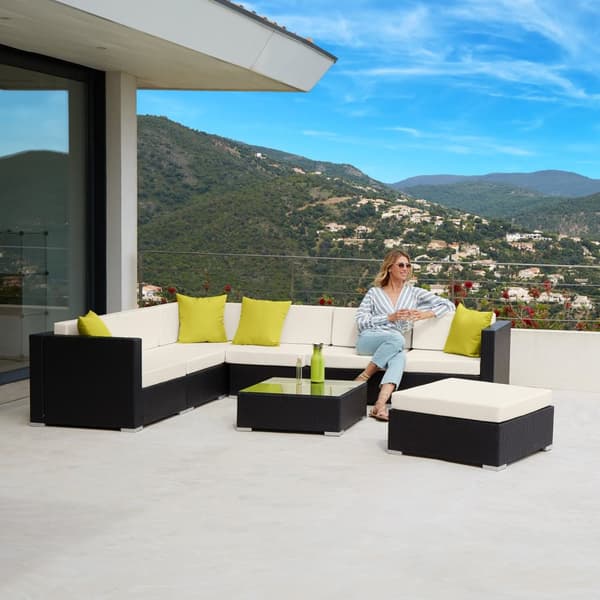 Loungeset/Loungegrupp Marbella i konstrotting - svart