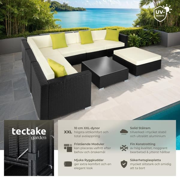 Loungeset/Loungegrupp Marbella i konstrotting - svart