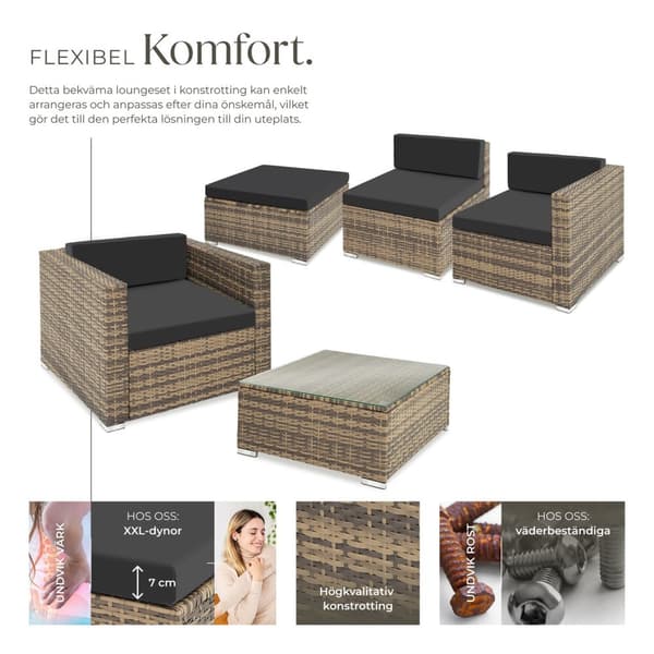 Loungeset/Loungegrupp Milano i konstrotting - natur