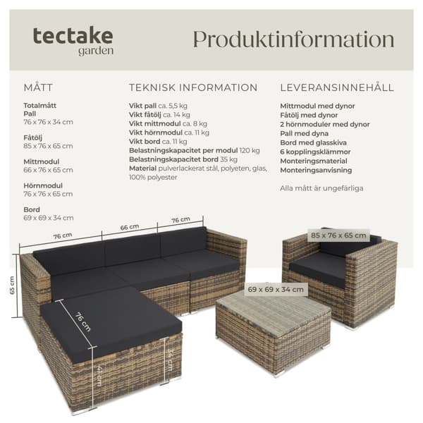 Loungeset/Loungegrupp Milano i konstrotting - natur