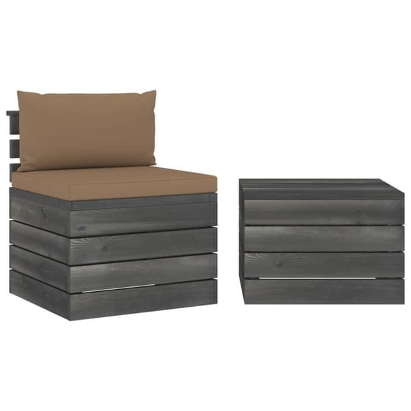vidaXL Pallsoffa med dynor 2 delar massiv furu