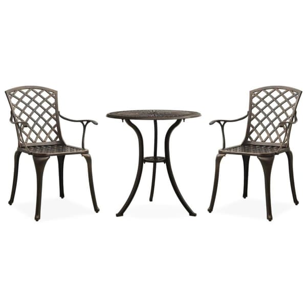 vidaXL Bistrosett 3 deler støpt aluminium bronse