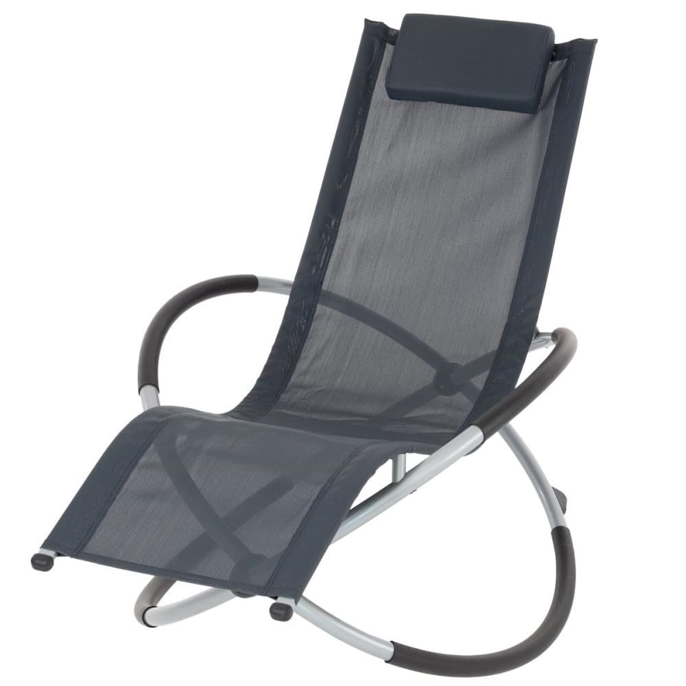 ECD-Germany Aluminium swing soffa med nackstöd antracit, vikbar, justerbar, andas, UV och väderbeständigt, för trädgården och terrassen, sunlounger