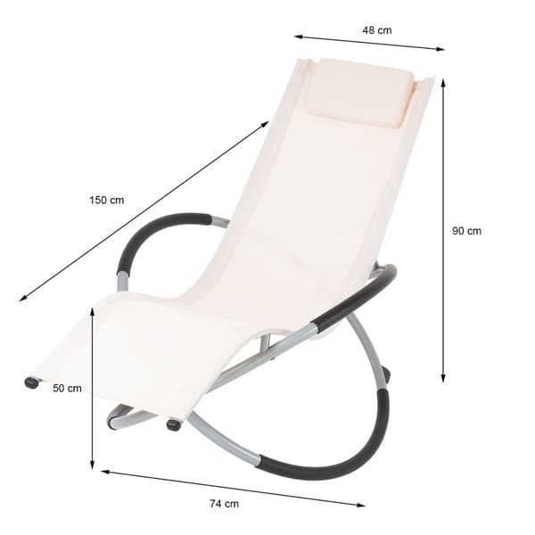 ECD-Germany Aluminium swing sofa med nakkestøtte fløde, foldbar, justerbar, åndbar, UV- og vejrbestandig, til haven og terrassen, sunlounger haven