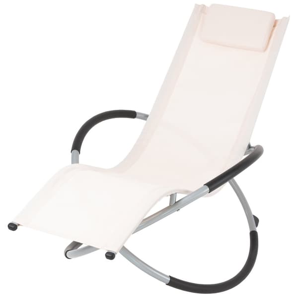 ECD-Germany Aluminium swing sofa med nakkestøtte fløde, foldbar, justerbar, åndbar, UV- og vejrbestandig, til haven og terrassen, sunlounger haven