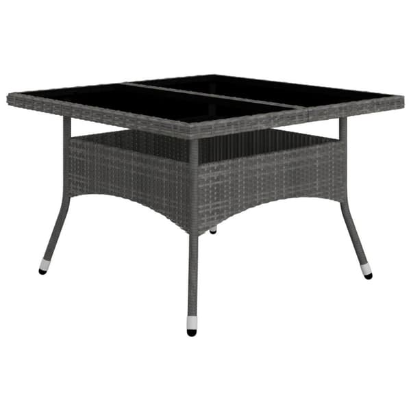 vidaXL Matgrupp för trädgården 9 delar konstrotting och glas grå