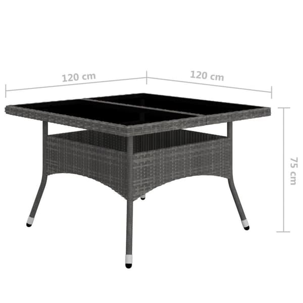 vidaXL Matgrupp för trädgården 9 delar konstrotting och glas grå