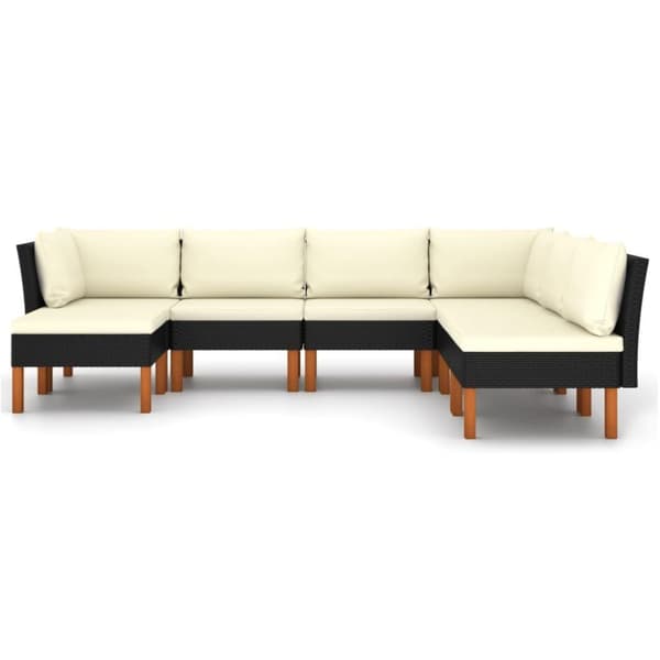 vidaXL loungesæt til haven 7 dele med hynder polyrattan sort