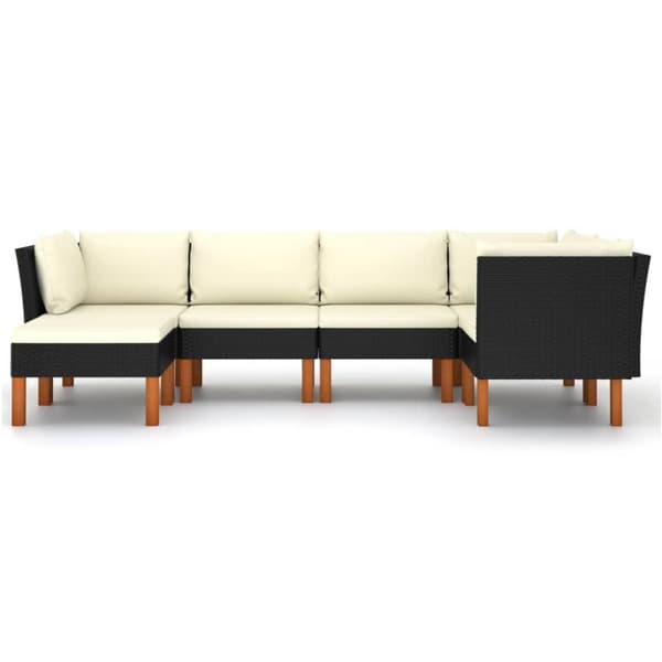 vidaXL loungesæt til haven 6 dele med hynder polyrattan sort