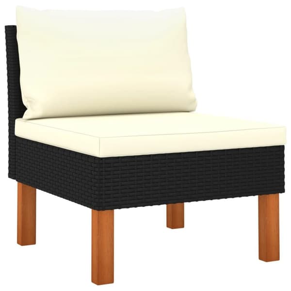 vidaXL 3-personers havesofa med hynder polyrattan sort