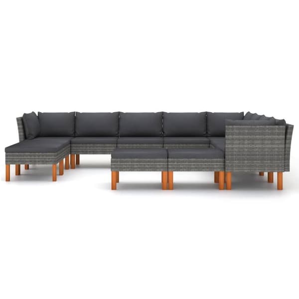 vidaXL loungesæt til haven 12 dele med hynder polyrattan grå