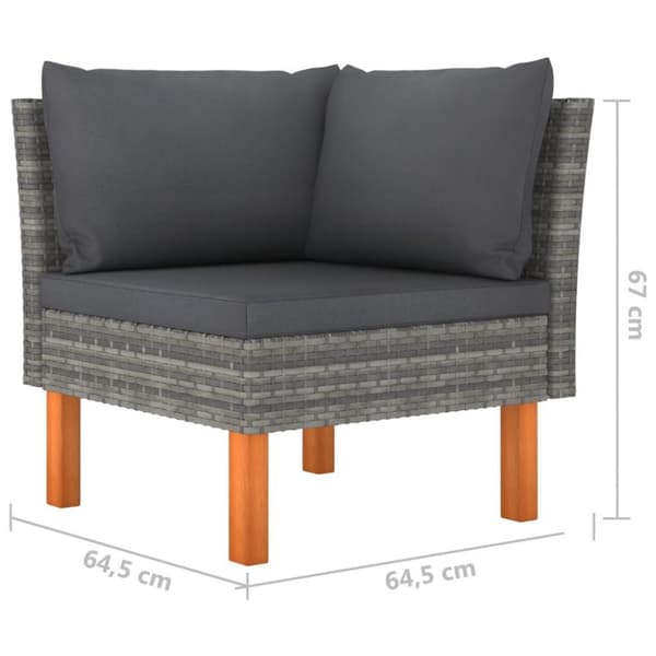 vidaXL 3-personers havesofa med hynder polyrattan grå