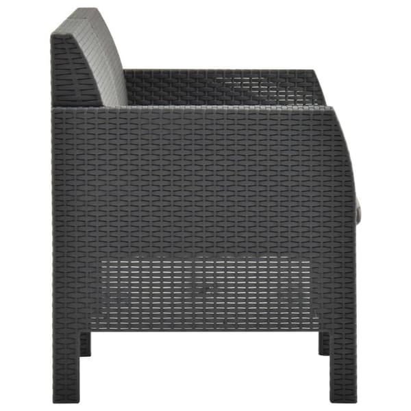 vidaXL 2-personers havesofa med hynder PP-rattan antracitgrå