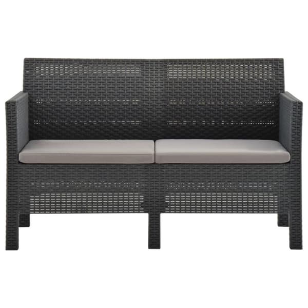 vidaXL 2-personers havesofa med hynder PP-rattan antracitgrå