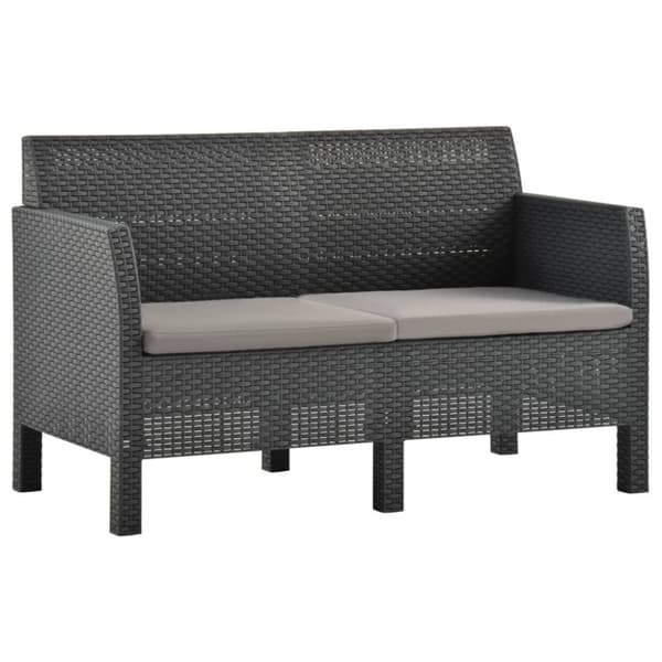 vidaXL 2-personers havesofa med hynder PP-rattan antracitgrå