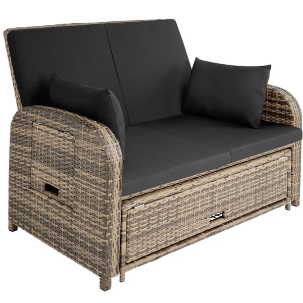Polyrattan havesofa Kreta med overtræk - natur