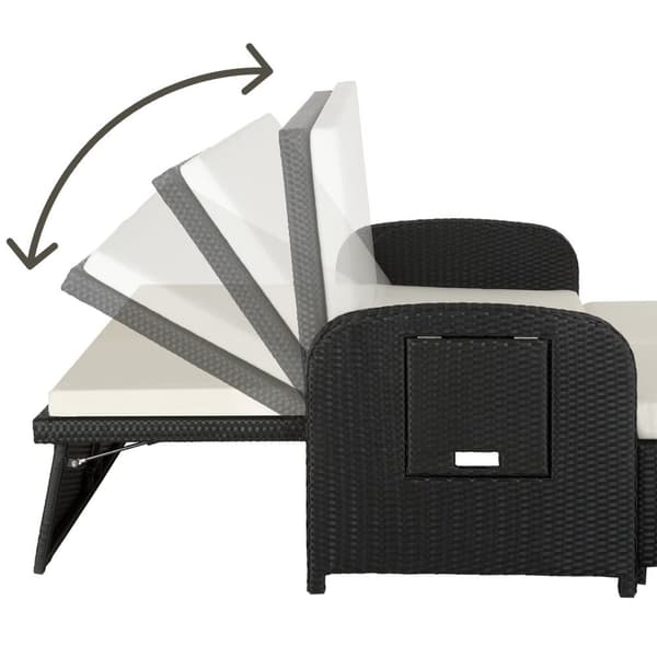 Polyrattan havesofa Kreta med overtræk - sort