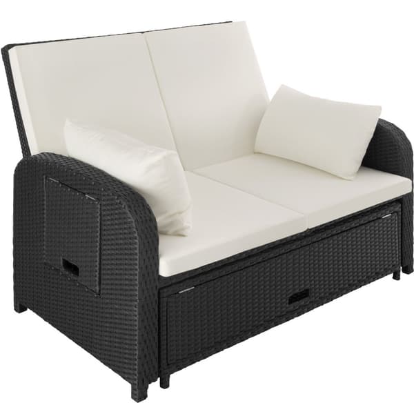 Polyrattan havesofa Kreta med overtræk - sort