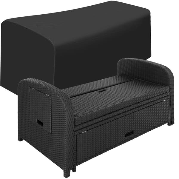 Polyrattan havesofa Kreta med overtræk - sort