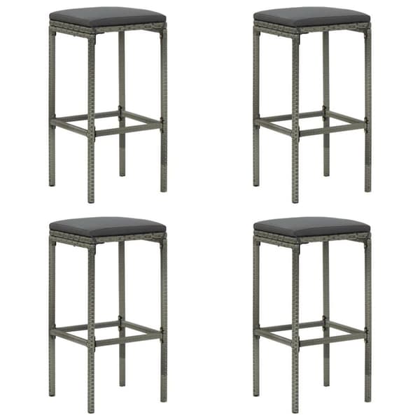 vidaXL havebarsæt 5 dele med hynder polyrattan grå