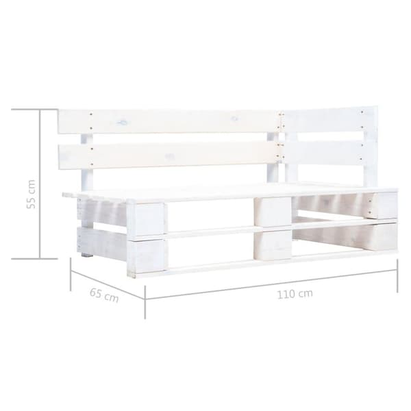 vidaXL Pallsoffa 2-sits med dynor vit impregnerad furu