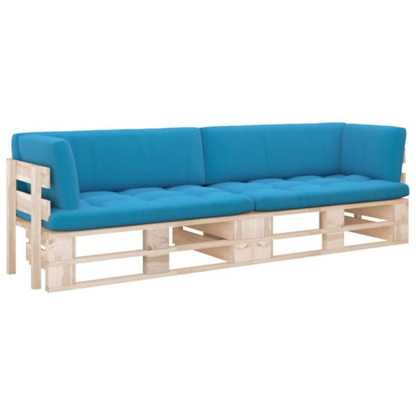 vidaXL 2-personers pallesofa med hynder imprægneret fyrretræ