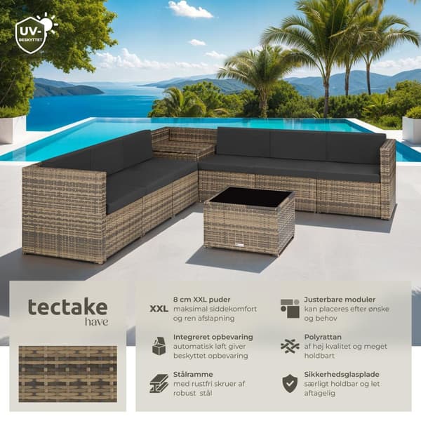 Polyrattan loungesæt Verona - natur